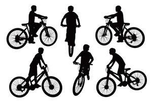 jongen fietser silhouet vector