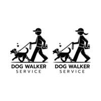 hond wandelaar onderhoud logo icoon silhouet symbool geïsoleerd vector illustratie
