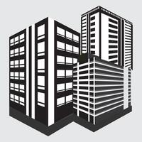 gebouw icoon.slim gebouw concept ontwerp.set van gebouw pictogrammen, zo net zo stad, appartement, condominium, stad.stedelijk panorama stadsgezicht horizon gebouw silhouetten horizontaal vector illustratie