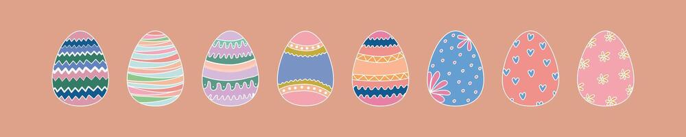 Pasen eieren stickers. kleurrijk geschilderd Pasen eieren. kleur boek voor Pasen. vector
