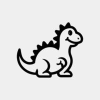 een dinosaurus getrokken in zwart en wit met een wit achtergrond vector