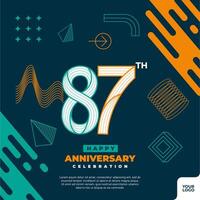 87e verjaardag viering logotype met kleurrijk abstract meetkundig vorm y2k achtergrond vector