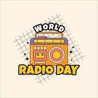 wereld radio dag retro stijl vector ontwerp