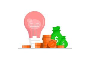 ideeën financieel concept, licht lamp met stapel goud munt Aan geïsoleerd achtergrond, digitaal afzet illustratie. vector