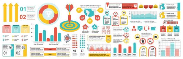 mega reeks van infographic elementen gegevens visualisatie vector ontwerp sjabloon. kan worden gebruikt voor stappen, opties, bedrijf werkwijze, werkstroom, diagram, stroomschema, tijdlijn, marketing. bundel info grafiek.