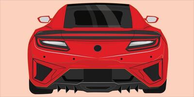 vector realistisch geïsoleerd auto, 3d rood hatchback met helling en achterzijde visie.