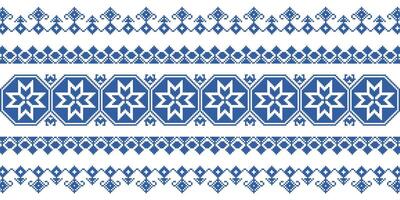 oekraïens ornament in blauw kleur, naadloos grens, pixel kunst vector