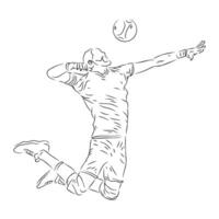 reeks van mensen spelen volleybal lijn kunst ilustration vector