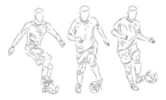 reeks van mensen spelen Amerikaans voetbal lijn kunst ilustration vector