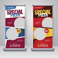 eten en restaurant roll-up banner ontwerpsjabloon vector