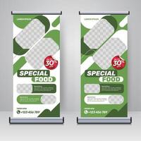 eten en restaurant roll-up banner ontwerpsjabloon vector