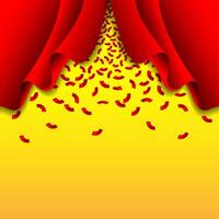 rood lint vallen van rood gordijn Aan geel achtergrond vector