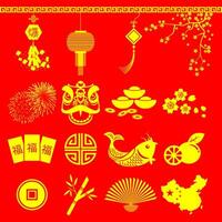 Chinese nieuw jaar pictogrammen vector Chinese formulering vertaling is barsten en gelukkig