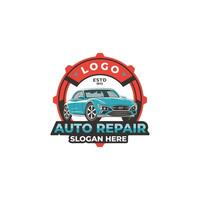 wijnoogst hand- getrokken auto reparatie logo sjabloon vector