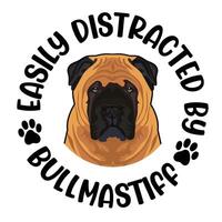 gemakkelijk afgeleid door bullmastiff hond typografie t-shirt ontwerp vrij vector