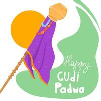 gudi padwa festival ansichtkaart geïsoleerd Aan wit achtergrond vector