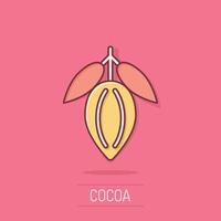 cacao Boon icoon in grappig stijl. chocola room tekenfilm vector illustratie Aan wit geïsoleerd achtergrond. noot fabriek plons effect bedrijf concept.