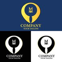 deze logo elegant combineert geel, blauw, en zwart in een boeiend ontwerp vector