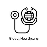 globaal gezondheidszorg vector schets icoon stijl illustratie. eps 10 het dossier