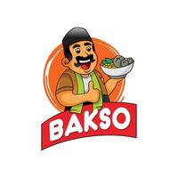 gehaktbal en noodle bakso Indonesisch voedsel met mascotte chef logo vector
