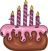 verjaardag taart met kaarsen in tekening stijl vector