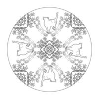 mandala. schattig kat. kleur bladzijde. kunst therapie. vector