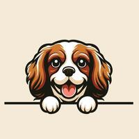 ai gegenereerd cavalier koning Charles spaniel hond gluren gezicht illustratie pro vector