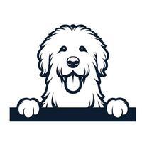 ai gegenereerd zwart en wit komondor hond gluren gezicht illustratie vector