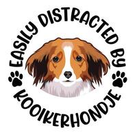 gemakkelijk afgeleid door kooikerhondje hond typografie t-shirt ontwerp pro vector