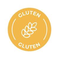 geïsoleerd vector logo insigne ingrediënt waarschuwing label. kleurrijk allergenen pictogrammen. voedsel onverdraagzaamheid gluten. geschreven in Spaans en Engels