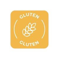 gemakkelijk geïsoleerd vector logo insigne ingrediënt waarschuwing label. kleurrijk allergenen pictogrammen. voedsel onverdraagzaamheid gluten. geschreven in Spaans en Engels