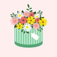 bloem doos voor geschenk. mooi doos met kleurrijk bloemen net zo een geschenk. een geschenk voor valentijnsdag dag, Internationale vrouwen dag. vector illustratie