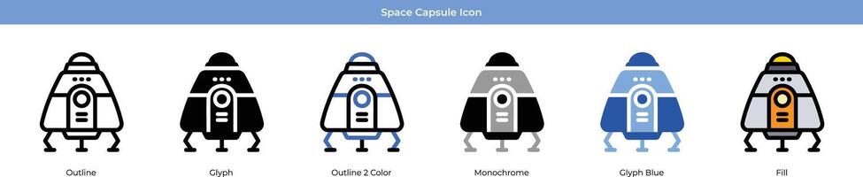 ruimte capsule icoon reeks vector