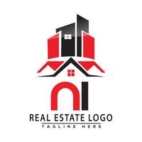 ni echt landgoed logo rood kleur ontwerp huis logo voorraad vector. vector