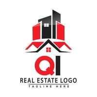 qi echt landgoed logo rood kleur ontwerp huis logo voorraad vector. vector