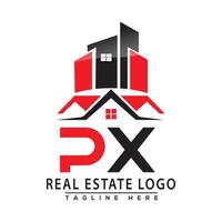 px echt landgoed logo rood kleur ontwerp huis logo voorraad vector. vector