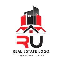 ru echt landgoed logo rood kleur ontwerp huis logo voorraad vector. vector