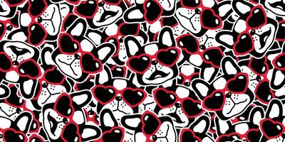 hond naadloos patroon Frans bulldog Valentijn vector hart zonnebril hoofd gezicht sjaal geïsoleerd herhaling behang tegel achtergrond tekenfilm huisdier puppy dier tekening illustratie ontwerp