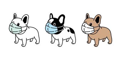 hond vector gezicht masker covid-19 Frans bulldog coronavirus virus p.m 25 icoon logo huisdier symbool tekenfilm karakter tekening illustratie ontwerp