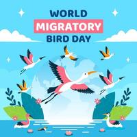 migrerend vogel dag sociaal media illustratie vlak tekenfilm hand- getrokken Sjablonen achtergrond vector