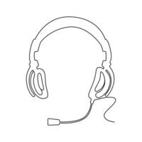 doorlopend enkele lijn kunst tekening van een draadloze hoofdtelefoons spreker en schets stijl vector illustratie