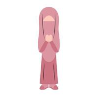 hijab meisje met eid groet gebaar vector