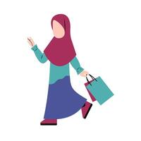 hijab vrouw Holding boodschappen doen zak vector