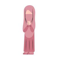 hijab meisje met eid groet gebaar vector