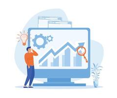 bedrijf gegevens analyse, beheer hulpmiddelen, intelligentie, zakelijke strategie ontwikkeling. vlak vector modern illustratie