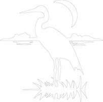 zilverreiger schets silhouet vector