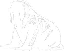 walrus schets silhouet vector