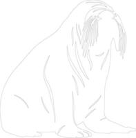 walrus schets silhouet vector