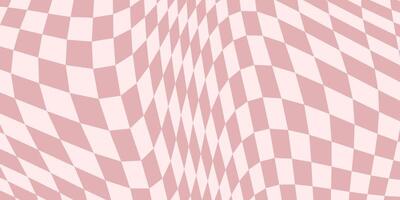 abstract achtergrond met psychedelisch groovy schaakbord ontwerp in Jaren 70 hippie retro stijl. een vector patroon klaar voor gebruiken, roze kleur palet