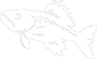 coelacanth schets silhouet vector